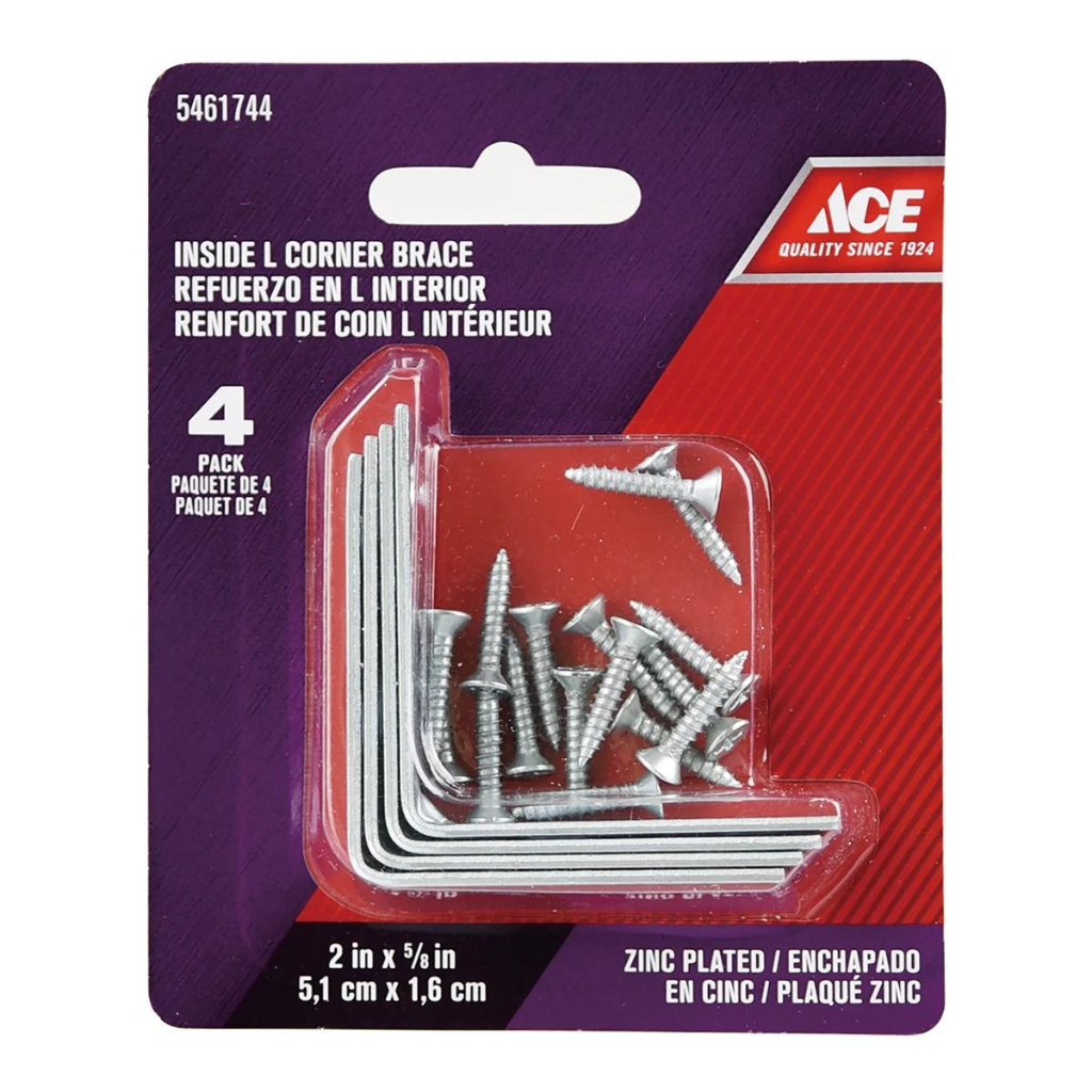 ACE GÓI 4 BẢN LỀ NẸP GÓC CHỮ L MẠ KẼM 5.08X1.59CM