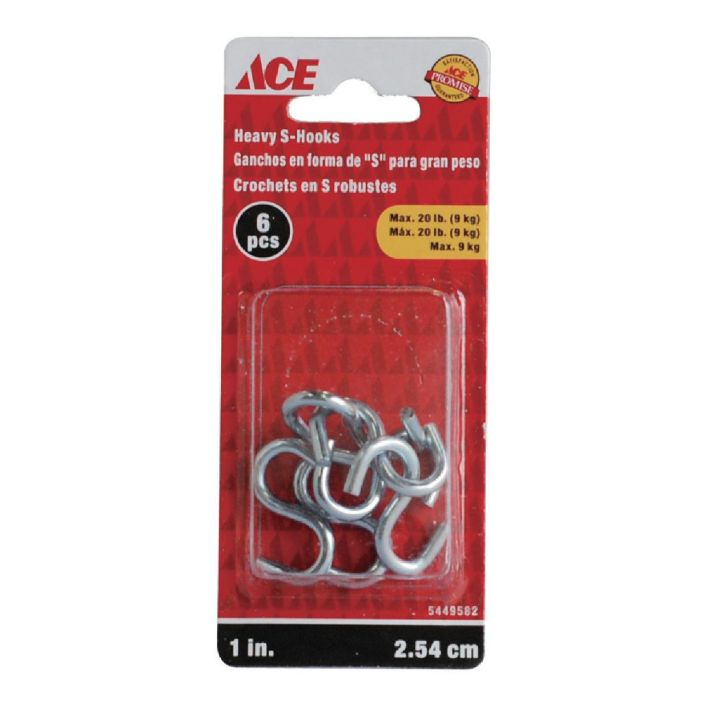 GÓI 6 MÓC S TREO ĐỒ ACE 2.54CM 9.1 KG THÉP