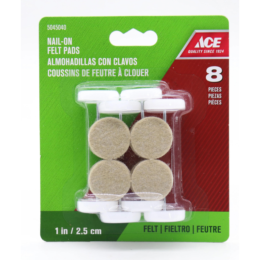 GÓI 8 ĐINH THÉP KÈM ĐỆM NHỰA 2.5CM ACE