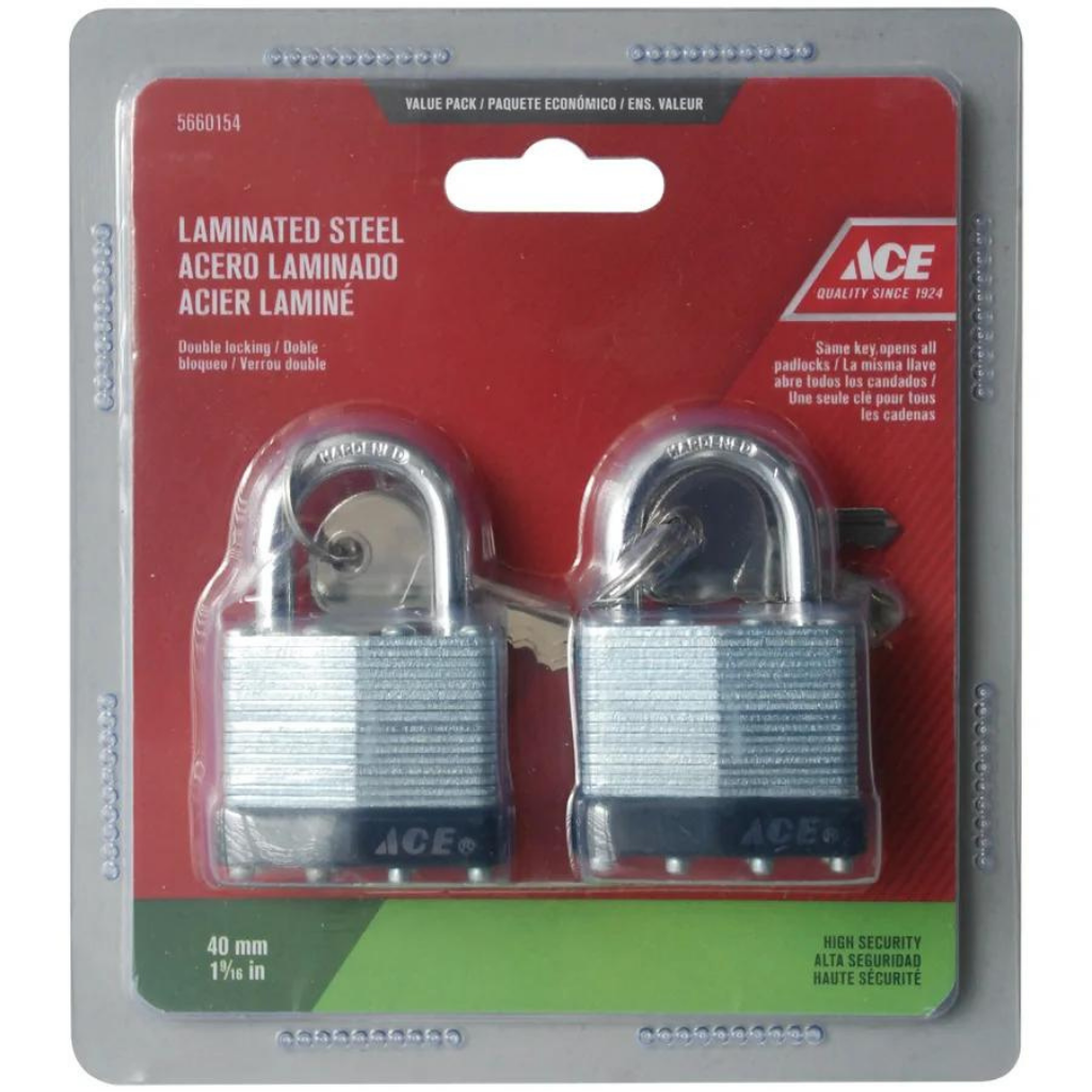HỘP 2 Ổ KHÓA KÈM CHÌA 40MM BẰNG THÉP ACE