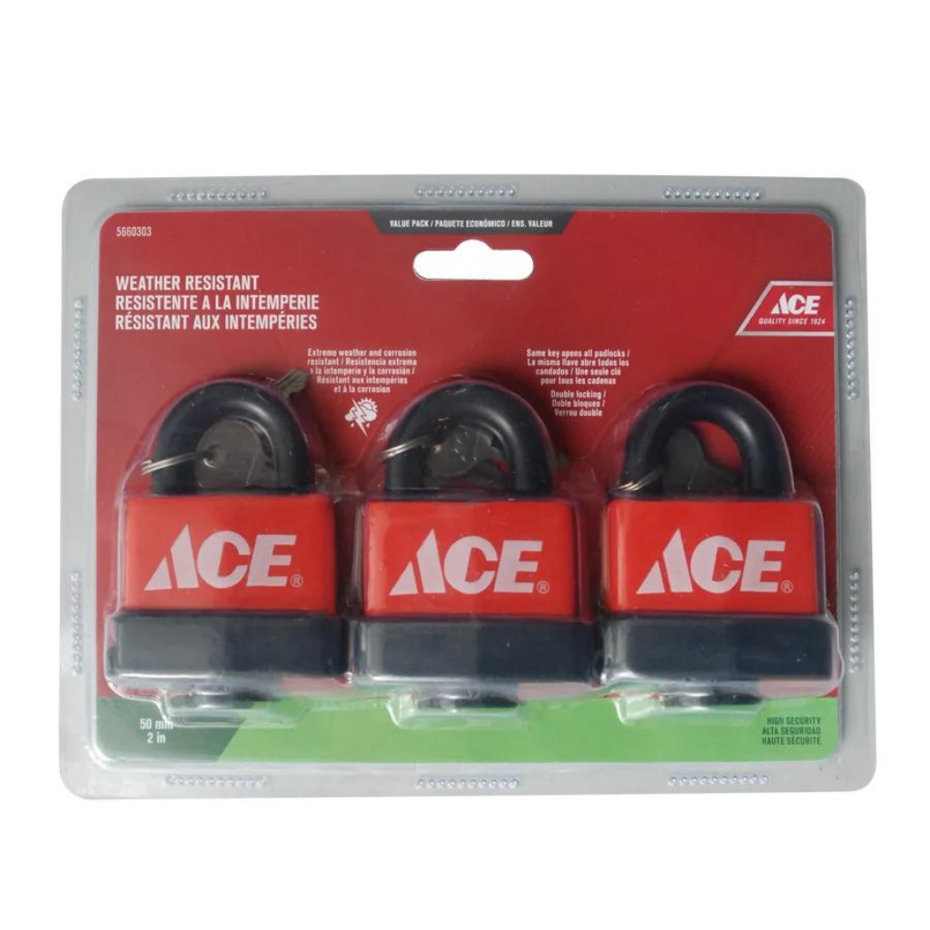 HỘP 3 Ổ KHÓA KÈM CHÌA BẰNG THÉP 50MM ACE