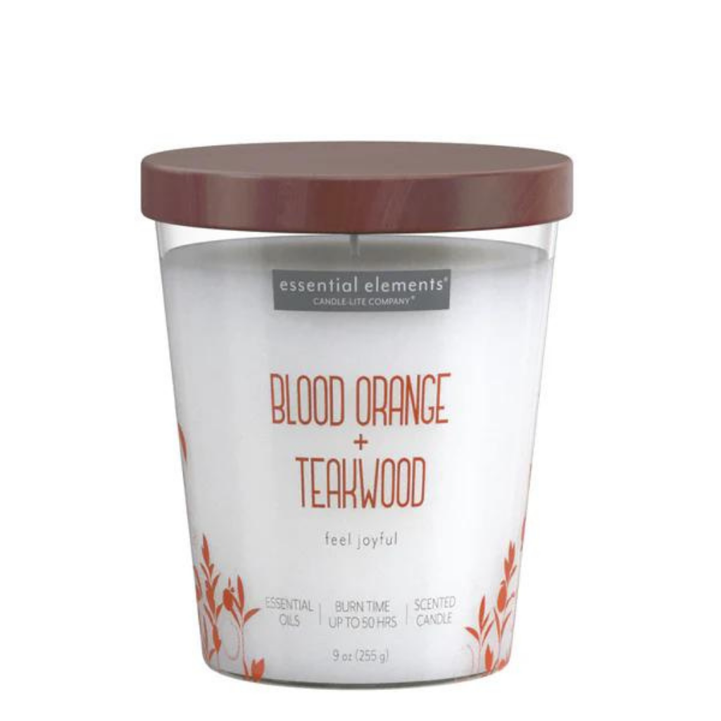 LỌ NẾN THƠM CANDLE-LITE-CAM ĐỎ VÀ GỖ TẾCH 255G