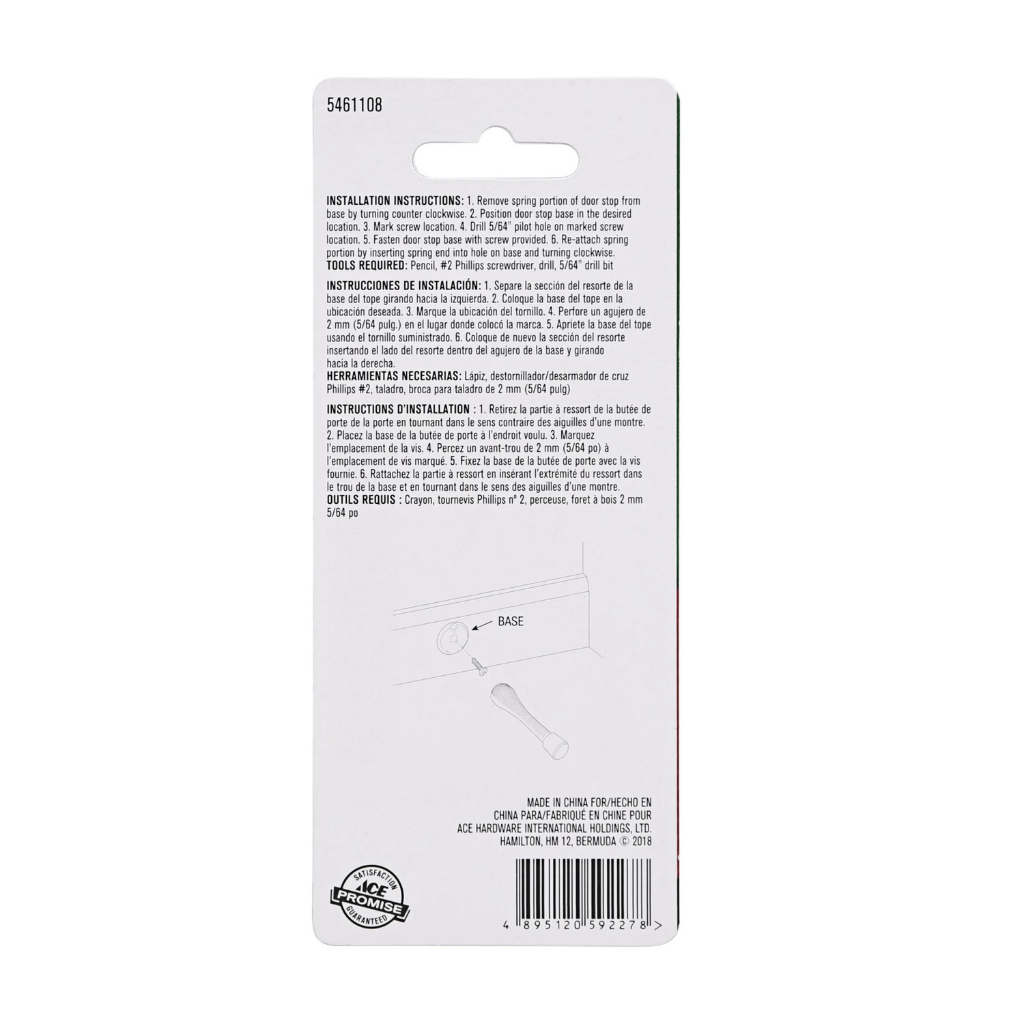 ACE GÓI 2 CHỐT CHẶN CỬA GẮN TƯỜNG 7.62CM MẠ CROM