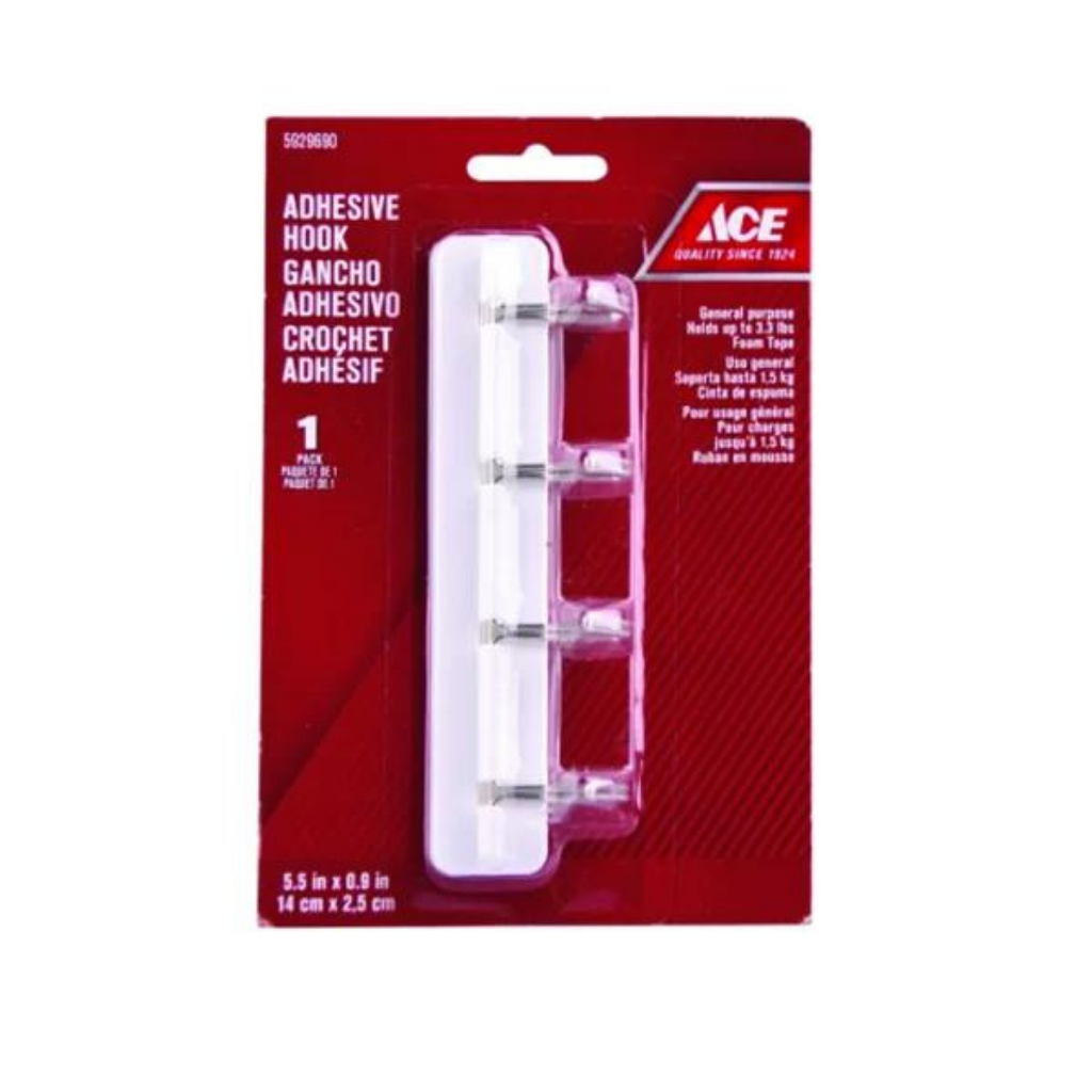 MÓC DÁN TƯỜNG ACE TẢI TRỌNG 1.5KG 14X2.5CM TRẮNG