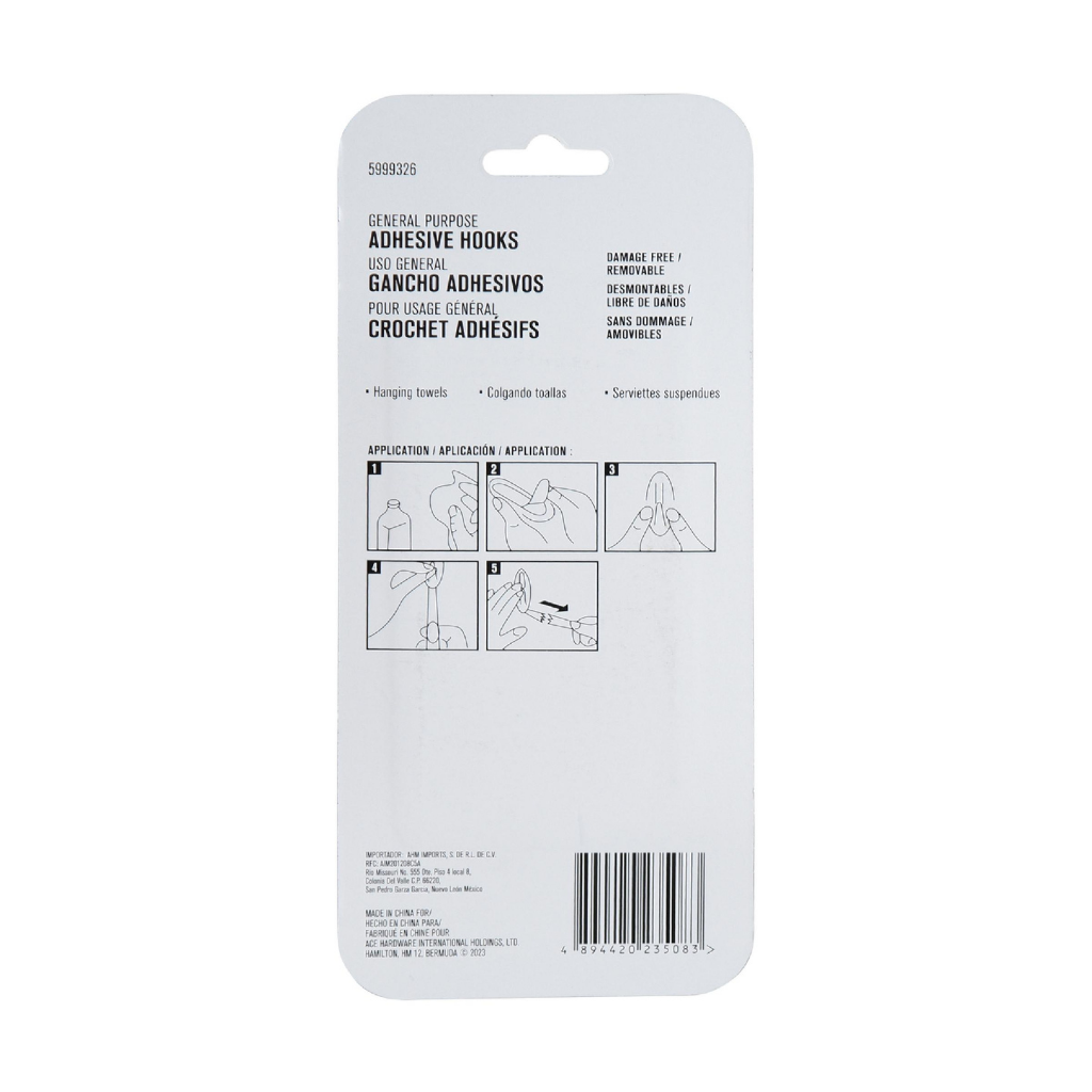 ACE GÓI 1 MÓC TREO DÁN TƯỜNG NHỰA TRONG TẢI 3KG