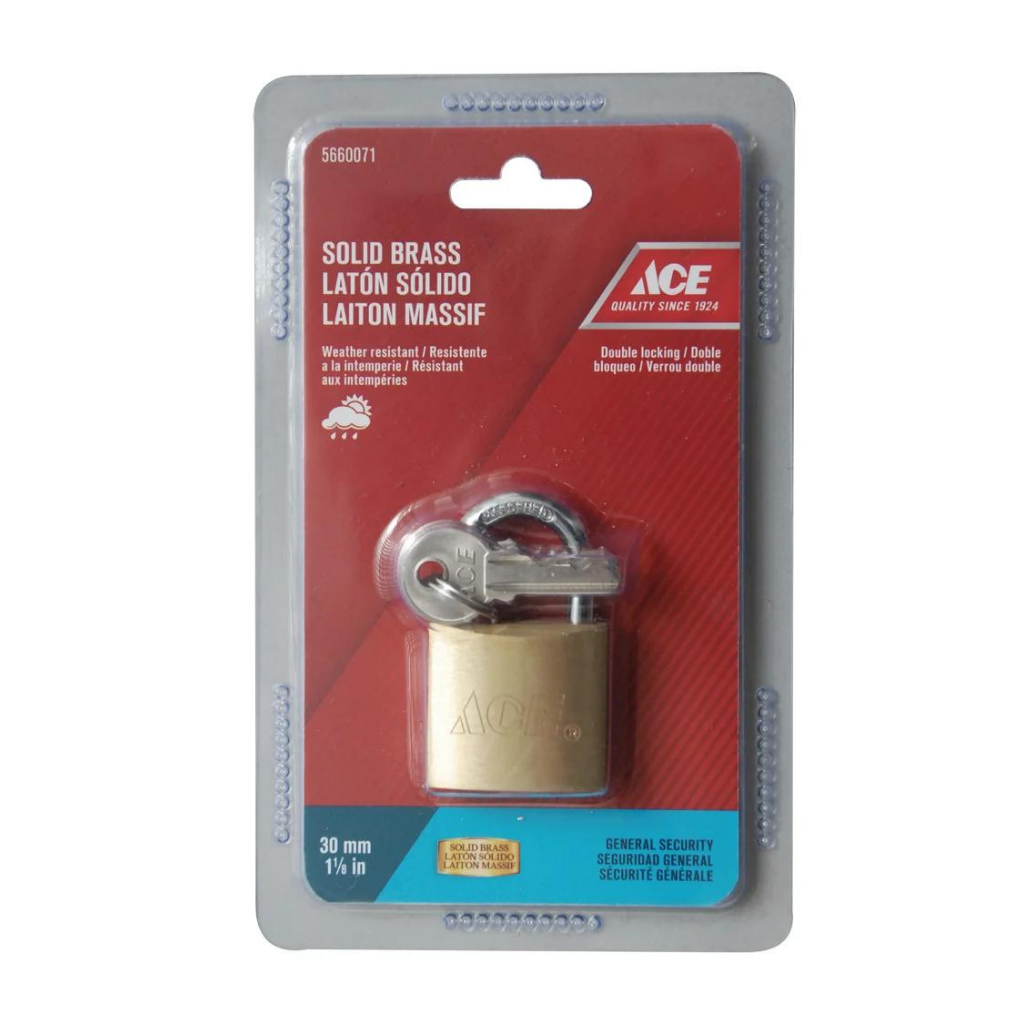 ACE Ổ KHÓA KÈM CHÌA 30MM BẰNG THÉP MẠ ĐỒNG