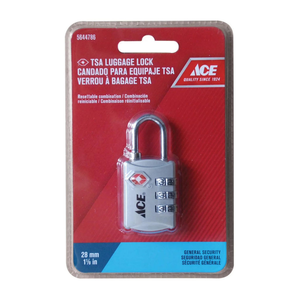 ACE KHÓA VALI SỐ 3 SỐ HỢP KIM KẼM 28MM MÀU BẠC