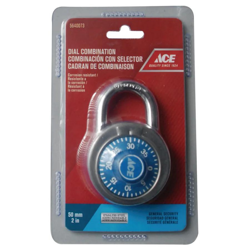 Ổ KHÓA SỐ THÉP KHÔNG GỈ ACE 50MM MÀU XANH DƯƠNG