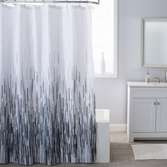 RÈM TẮM MODA 178X183CM TRẮNG ĐEN XÁM BẰNG VẢI