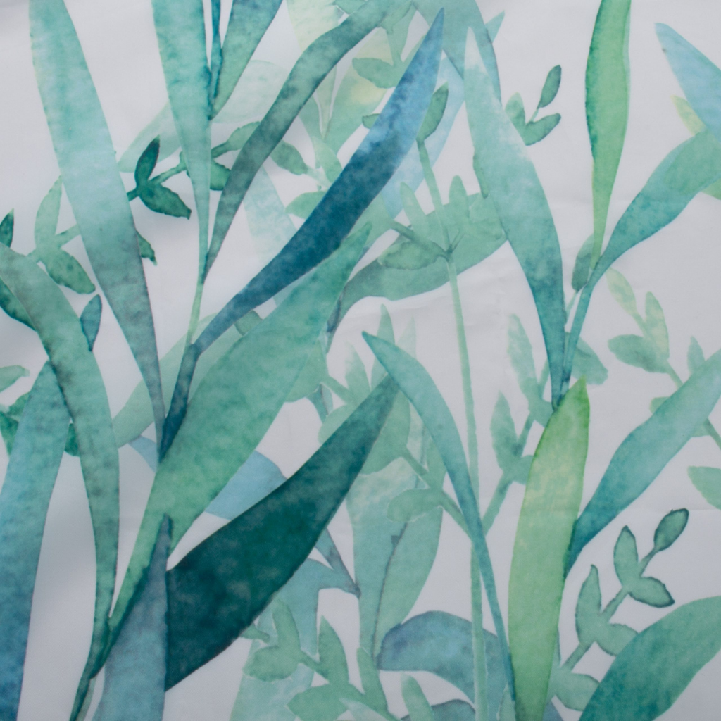 RÈM TẮM MODA 180X180CM TRẮNG XANH LÁ BẰNG VẢI