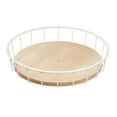 KHAY ĐỰNG IDESIGN KIM LOẠI ĐẾ TRÒN GỖ 27.94X8.1CM