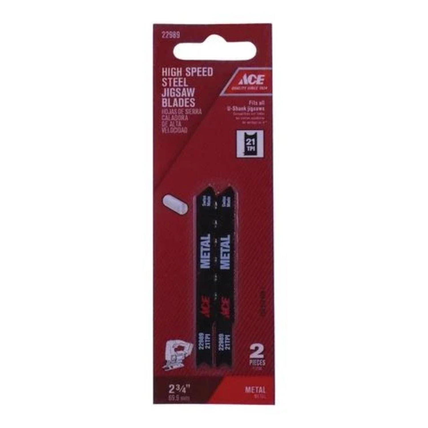 BỘ 2 LƯỠI CƯA KIM LOẠI BẰNG THÉP ACE 69.8MM 21 TPI