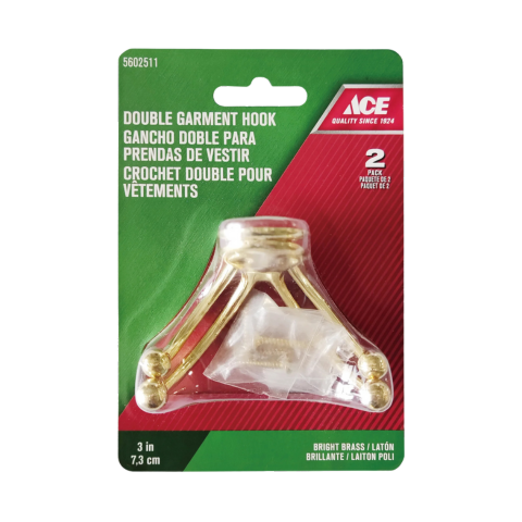 ACE MÓC TREO TƯỜNG LOẠI MÓC ĐÔI BẰNG ĐỒNG 2.54CM