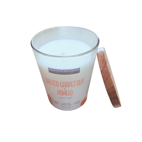 EE LỌ NẾN THƠM NẮP GỖ MÙI BƯỞI MUỐI VÀ BƯỞI 255G