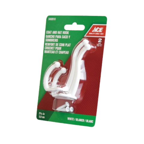 ACE GÓI 2 MÓC TREO ĐỒ KÈM VÍT BẰNG NHỰA 5.87CM