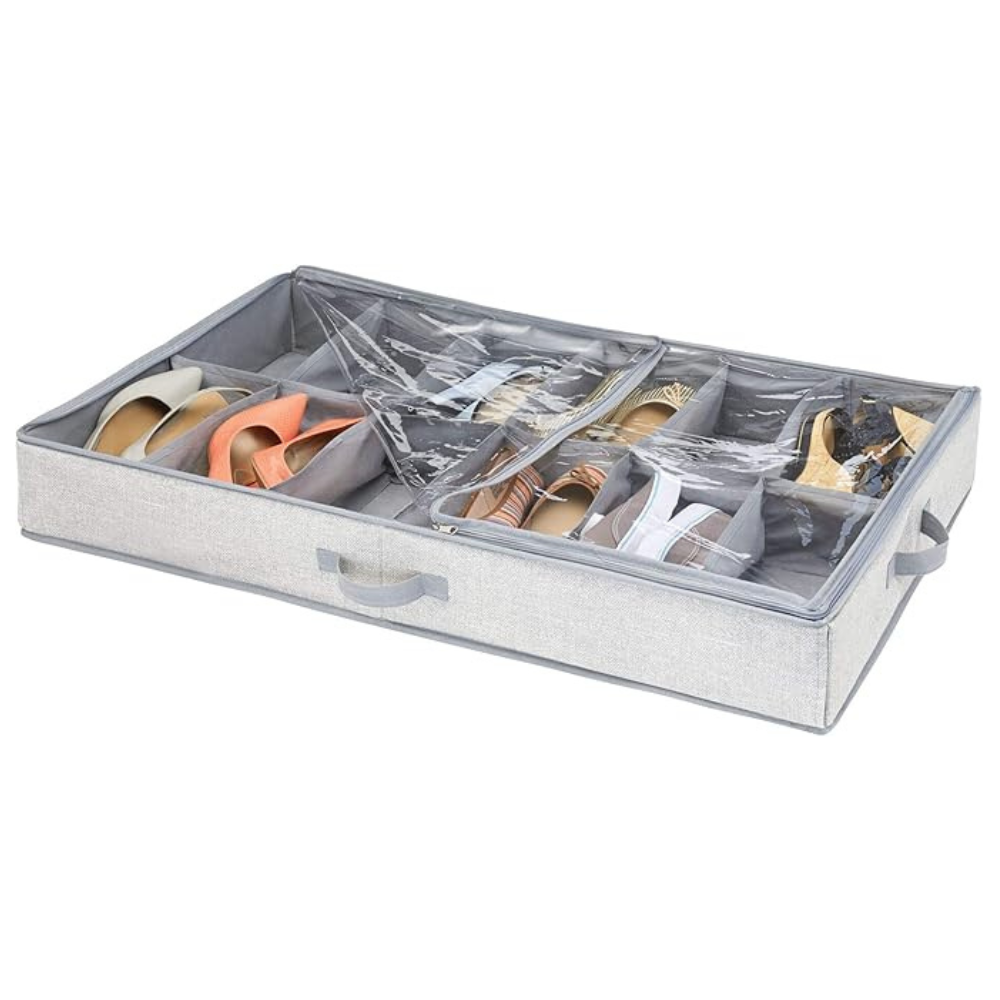 TÚI GIÀY 12 NGĂN VẢI MẶT NHỰA INTERDESIGN XÁM