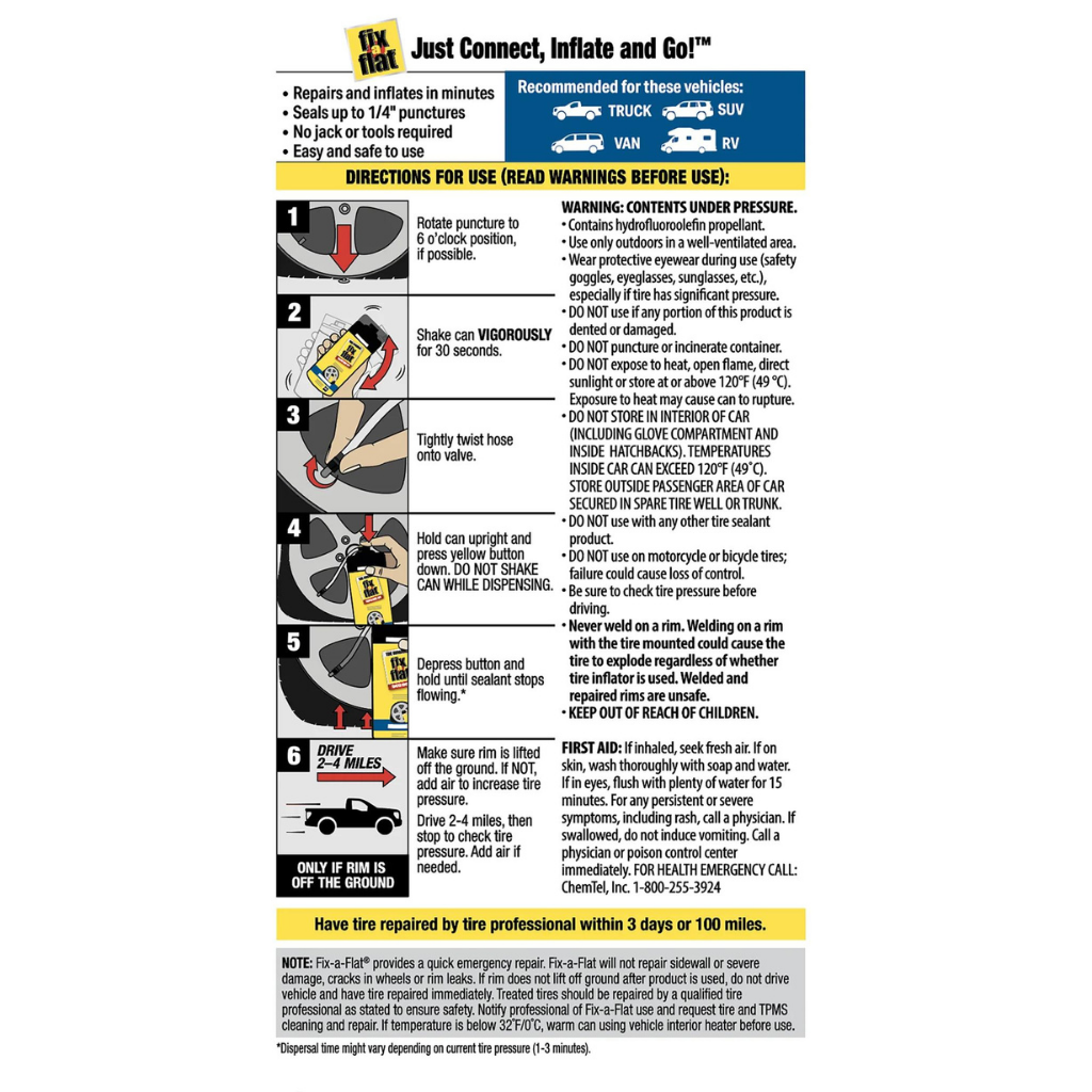 XỊT LÀM KÍN VẾT THỦNG VÀ BƠM LỐP FIX-A-FLAT 680G