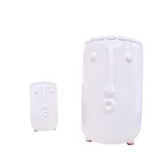 BÌNH GỐM TRANG TRÍ MẪU MẶT NGƯỜI MÀU TRẮNG LỚN