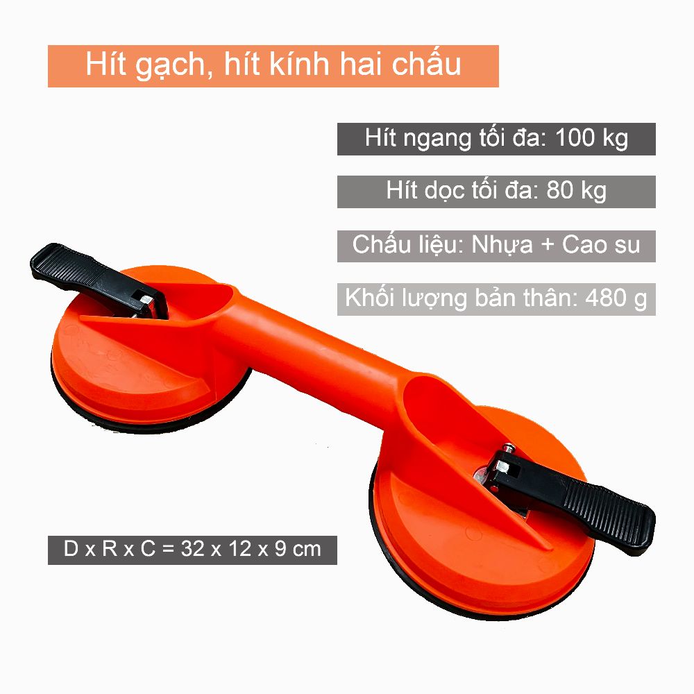  Tay Hít Gạch - Hít Kinh Đôi - 2 Chấu - Nâng Tối Đa 100kg/Chiếc 