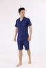 Bộ pyjamas nam cộc tay vải bamboo cao cấp - màu xanh navy