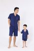 Bộ pyjamas nam cộc tay vải bamboo cao cấp - màu xanh navy