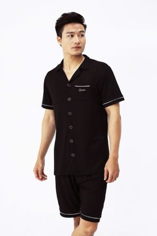 Bộ pyjamas nam cộc tay vải bamboo cao cấp - màu đen
