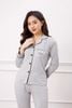 Bộ pyjamas nữ dài tay vải bamboo cao cấp - màu ghi