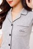 Bộ pyjamas nữ cộc tay vải bamboo cao cấp - màu ghi