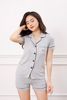 Bộ pyjamas nữ cộc tay vải bamboo cao cấp - màu ghi
