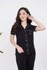 Bộ pyjamas nữ cộc tay quần dài vải bamboo cao cấp - màu đen