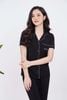 Bộ pyjamas nữ cộc tay quần dài vải bamboo cao cấp - màu đen