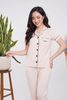 Bộ pyjamas nữ cộc tay quần dài vải bamboo cao cấp - màu hồng nhạt