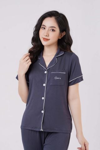 Bộ pyjamas nữ cộc tay quần đùi vải bamboo cao cấp - màu lông chuột