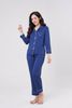 Bộ pyjamas nữ dài tay vải bamboo cao cấp - màu xanh navy