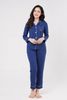 Bộ pyjamas nữ dài tay vải bamboo cao cấp - màu xanh navy