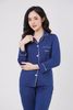 Bộ pyjamas nữ dài tay vải bamboo cao cấp - màu xanh navy