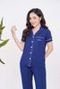 Bộ pyjamas nữ cộc tay quần dài vải bamboo cao cấp - màu xanh navy