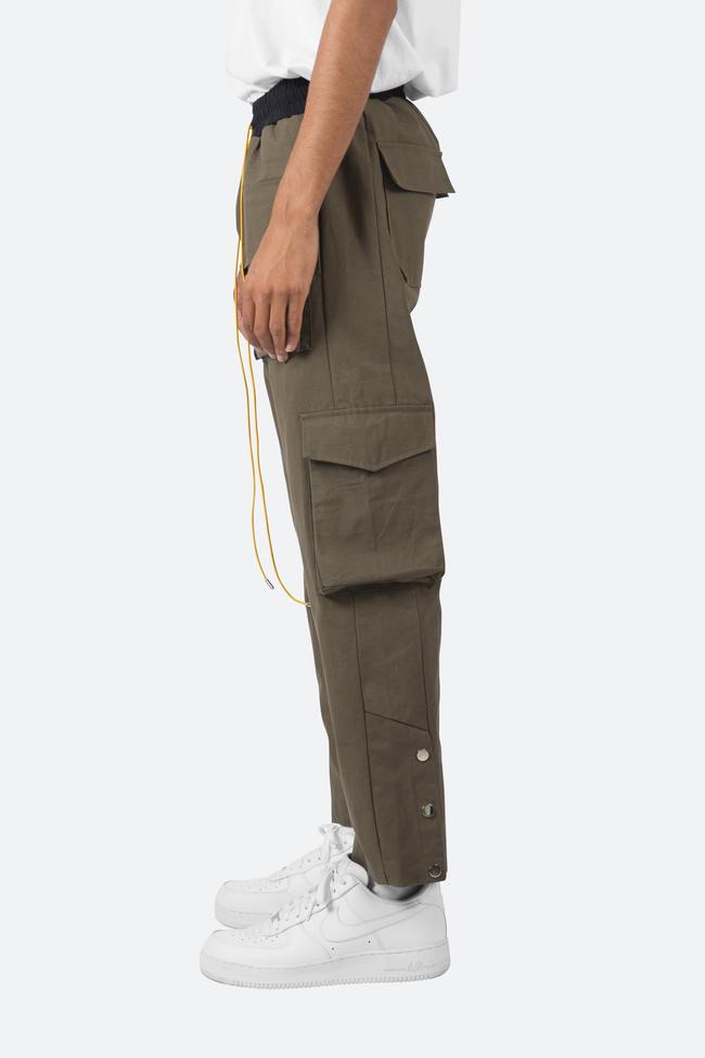 mnml snap cargo pants olive