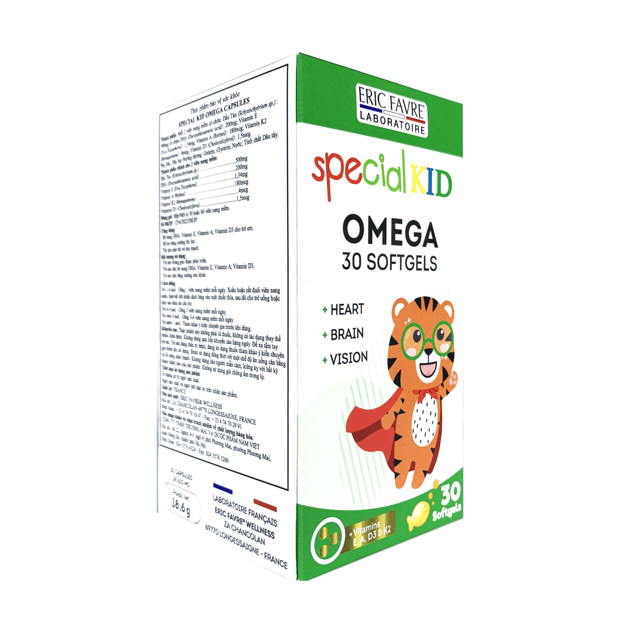  Special Kid Omega Capsules - Hỗ trợ tăng cường thị lực, tốt cho não bộ và tim mạch  [Hộp 30 viên – Nhập khẩu Pháp] 