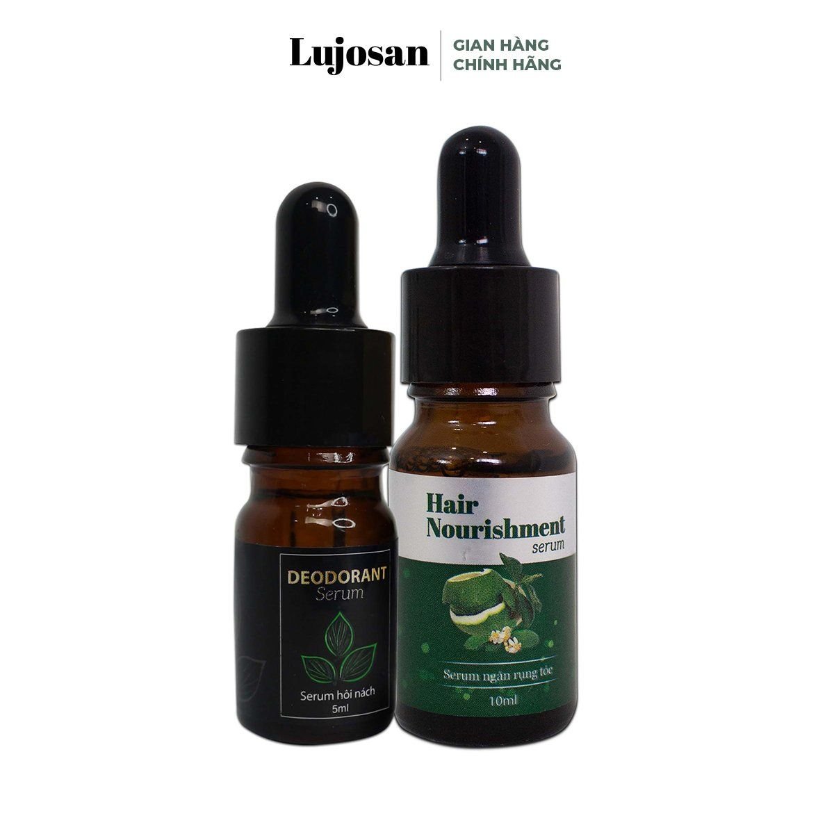  Combo 1 Serum Khử mùi hôi nách, hôi chân 10ml + 1 Serum kích thích mọc tóc 10ml Lujosan 