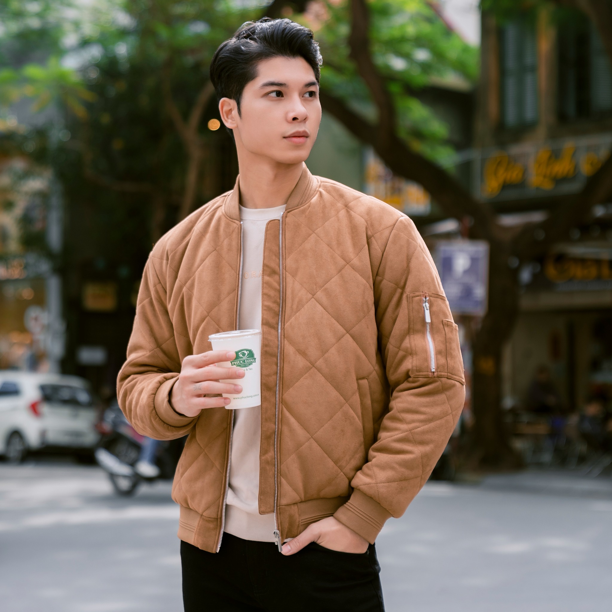 Áo Khoác Bomber Suede Da Lộn Trần Trám 1688