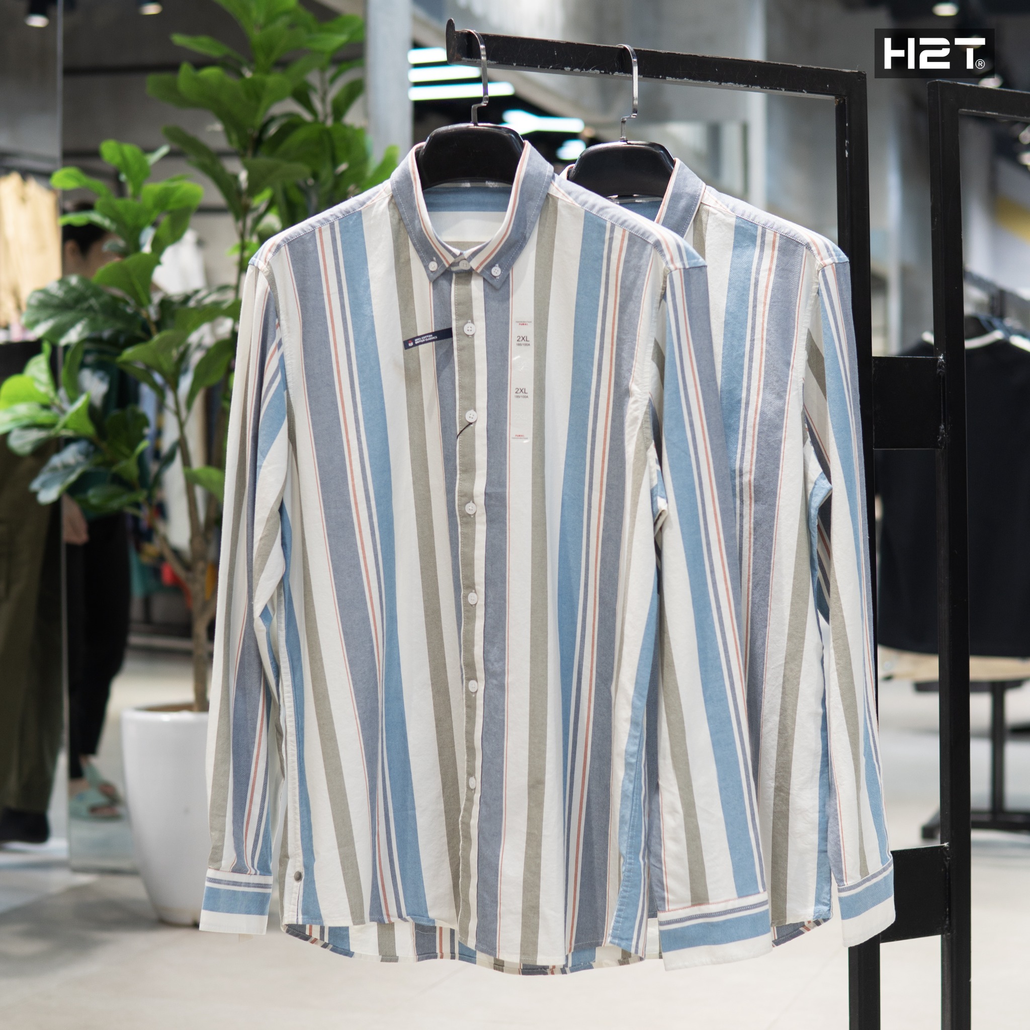 Áo Sơ Mi Kẻ Sọc Xanh Trắng 1436