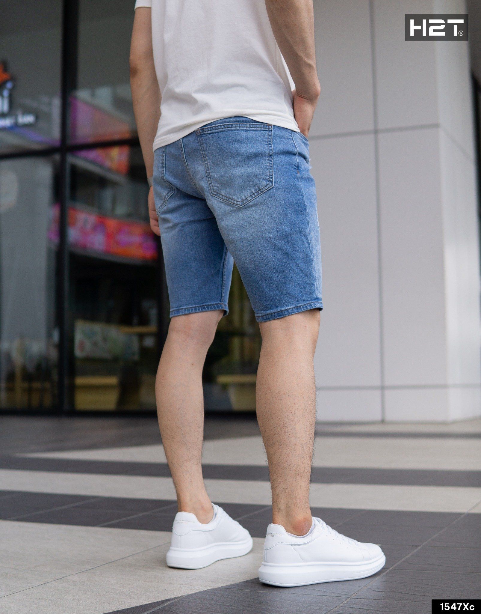  Quần Shorts Light Blue Ripped Slimfit Simwood Denim 1547 