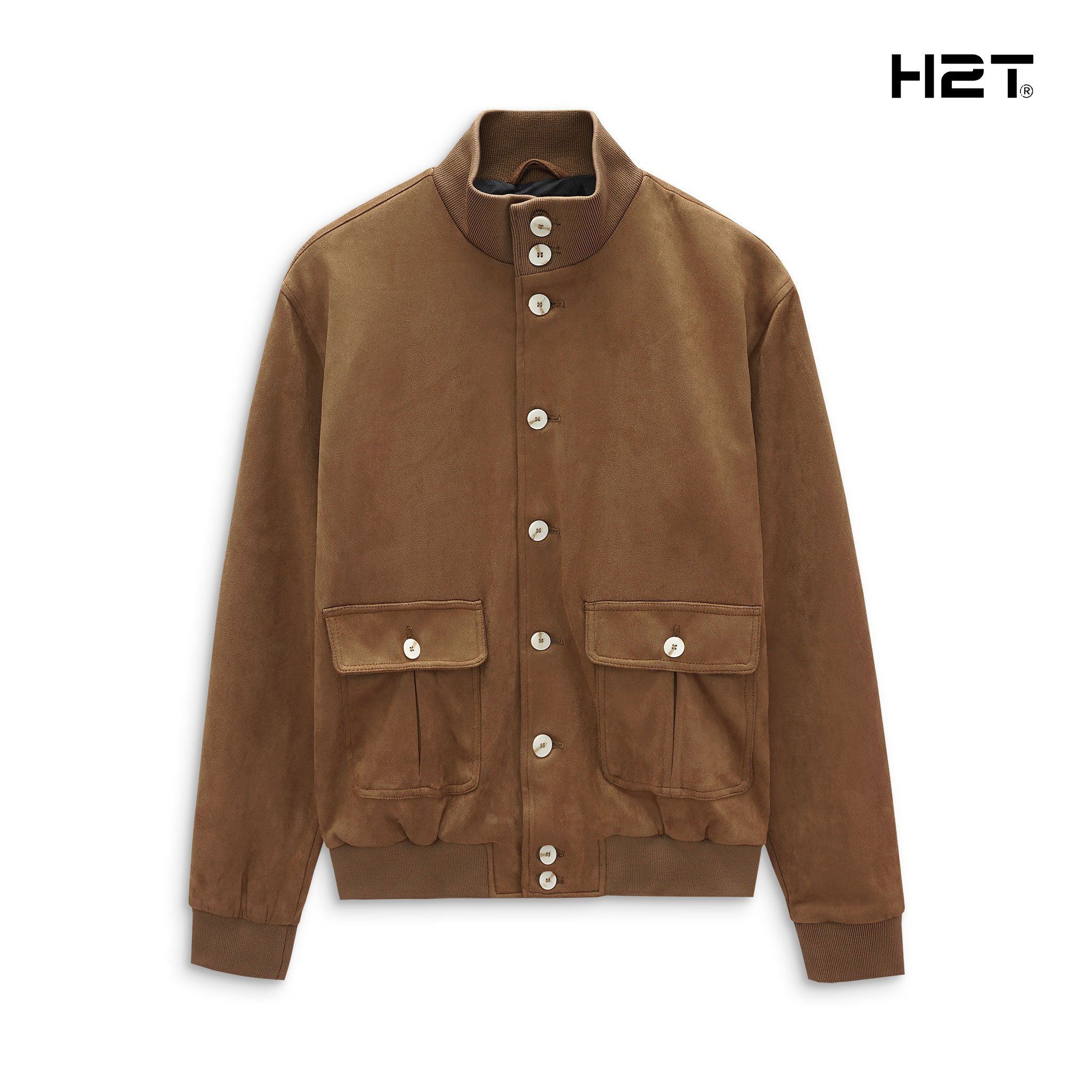 Áo Bomber Suede Jacket Cổ Trụ Khuy Cài 1672