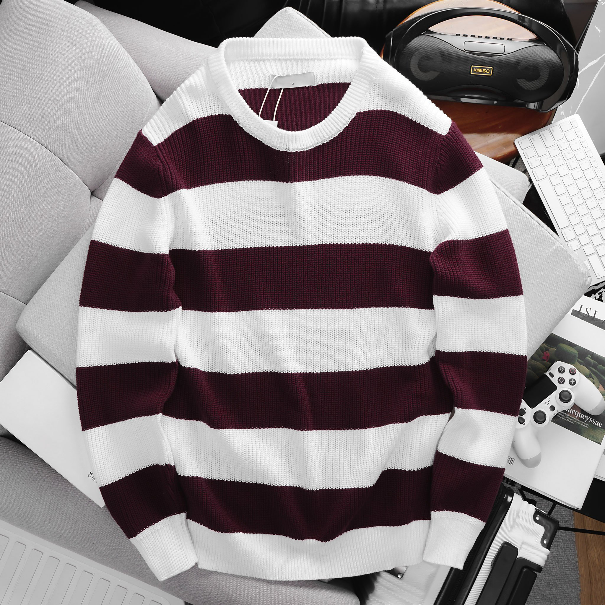 Áo Len Viscose Blend Striped Sweater 1701