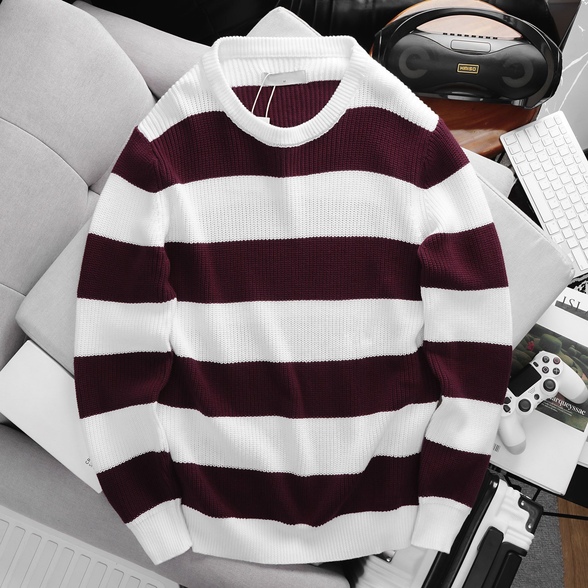  Áo Len Viscose Blend Striped Sweater 1701 