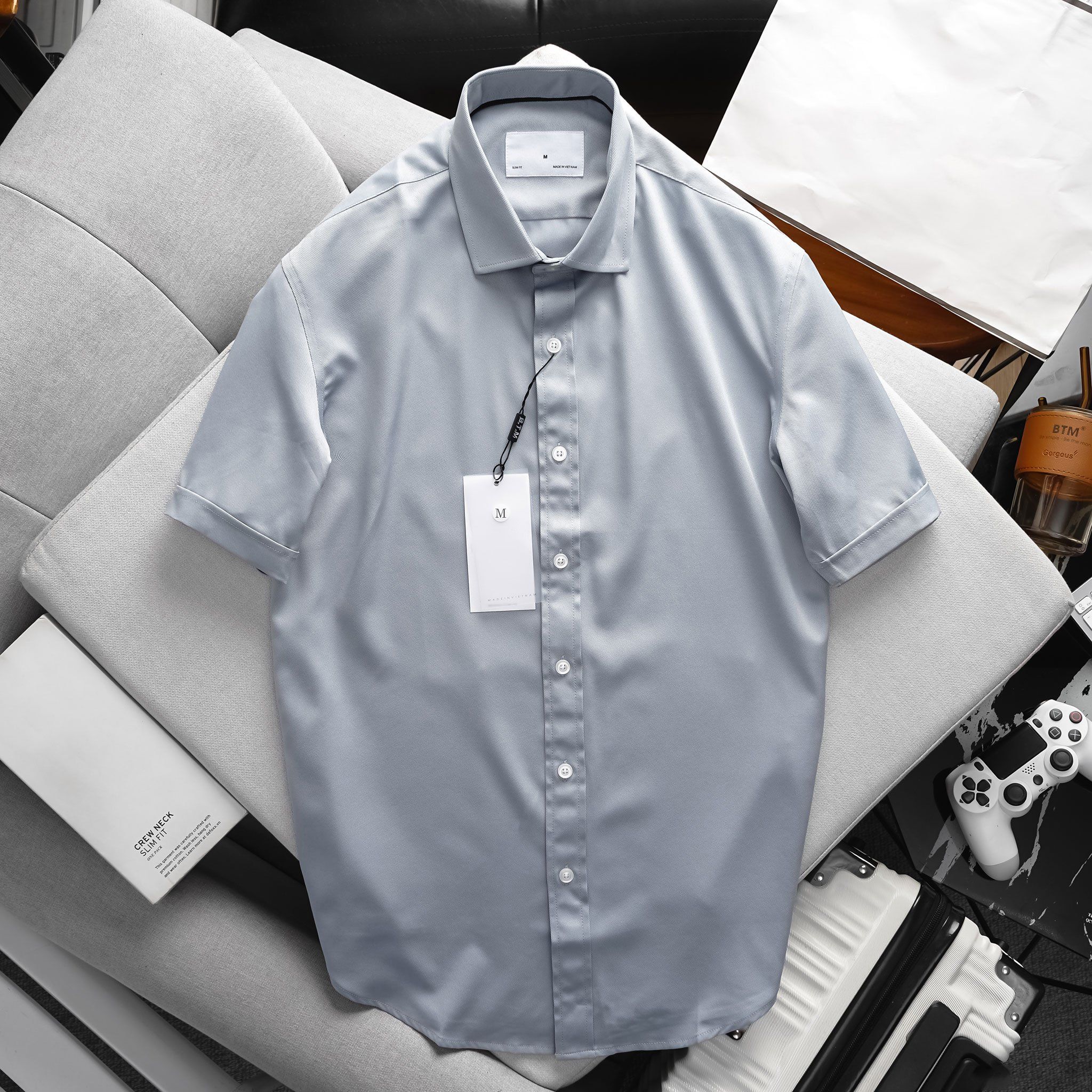 Áo Sơ Mi Cộc Tay Cotton Chống Nhăn Premium Shirts 1711