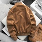  Áo Bomber Suede Jacket Cổ Trụ Khuy Cài 1672 