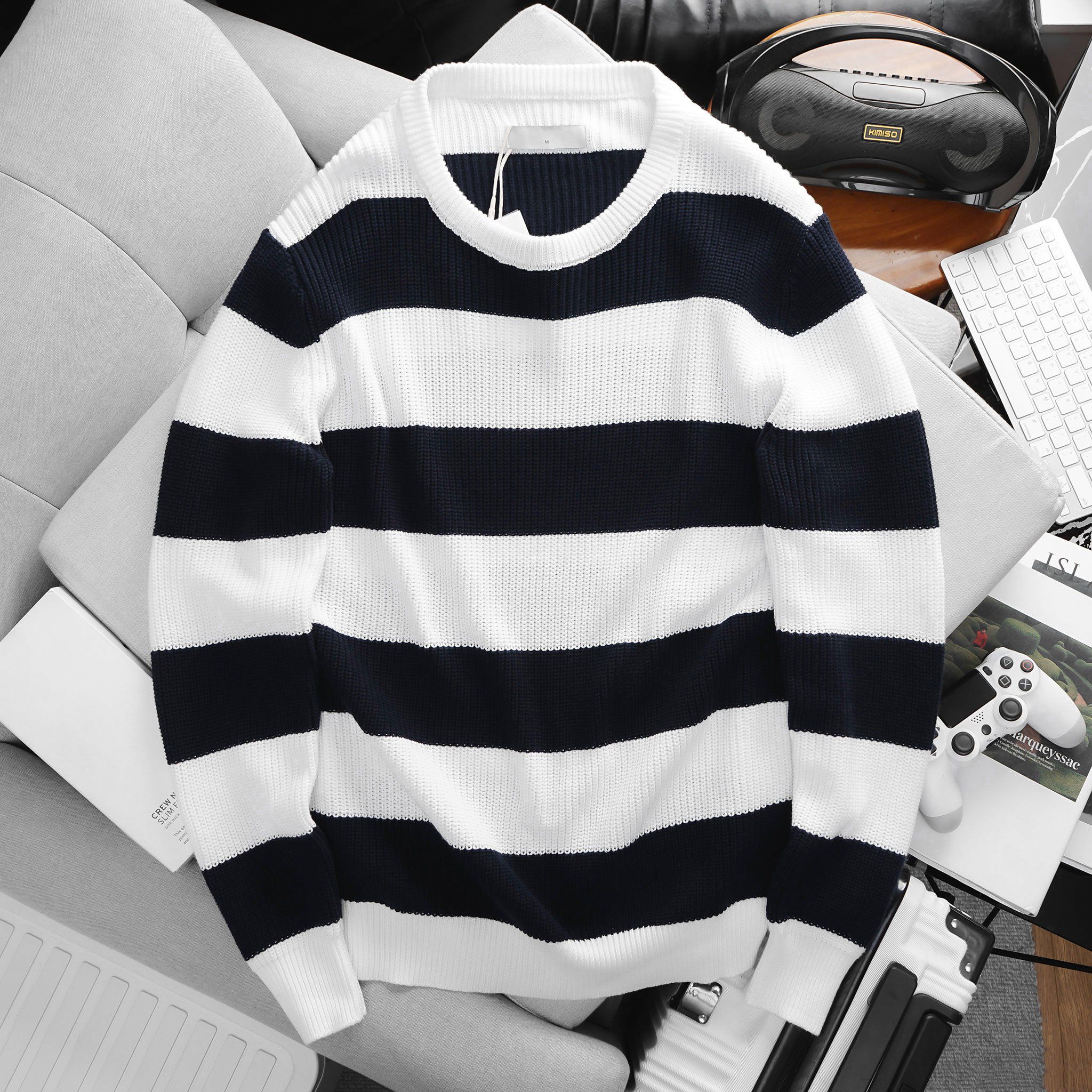  Áo Len Viscose Blend Striped Sweater 1701 