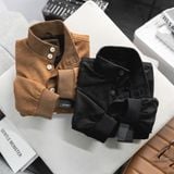  Áo Bomber Suede Jacket Cổ Trụ Khuy Cài 1672 